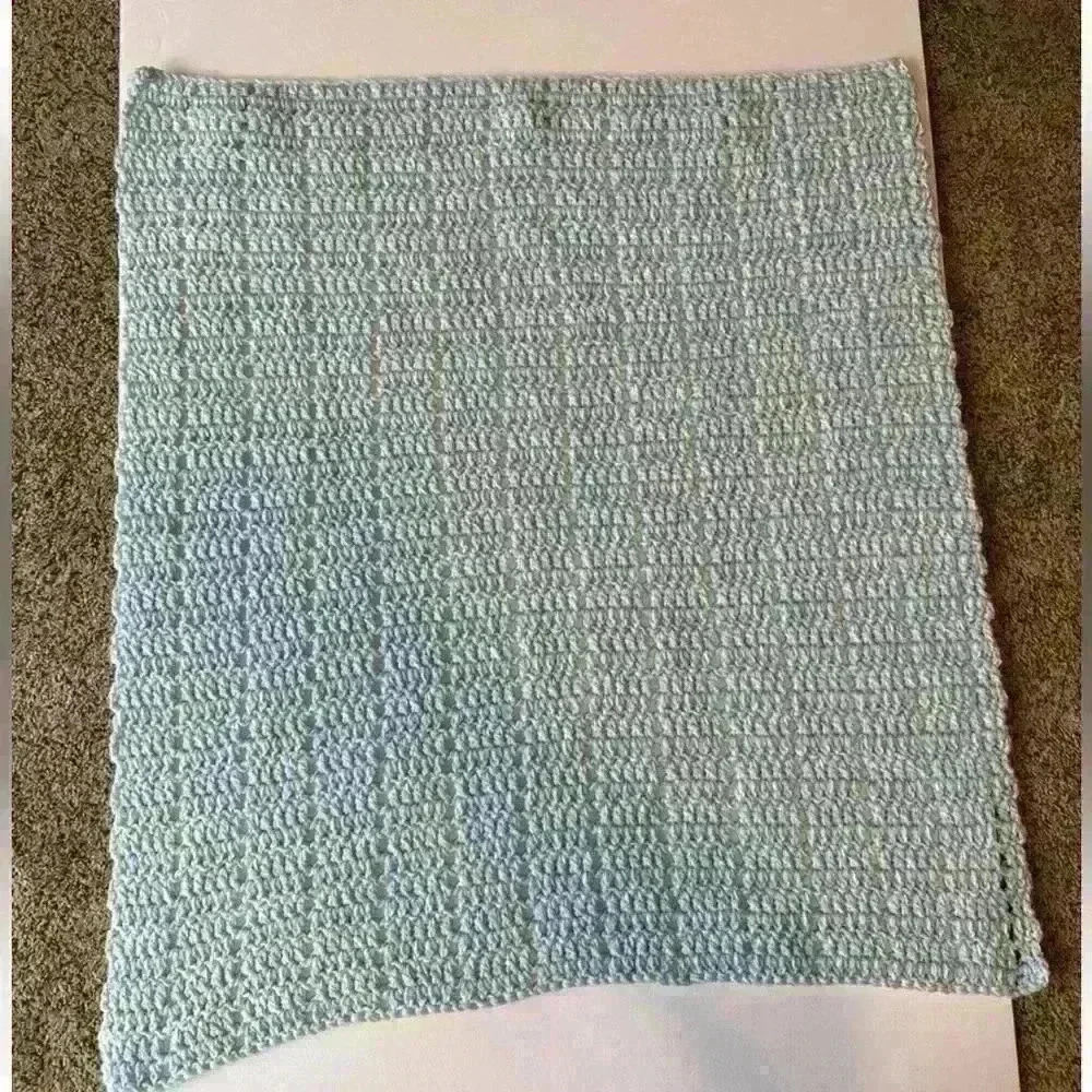 Homemade Baby Blanket Blue -2 Piece 28 1/2” X 30” And 26” X 28 1/2”